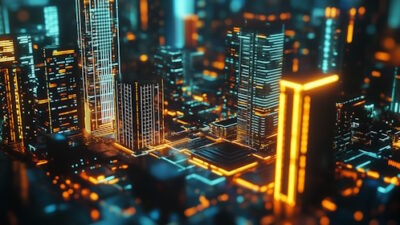 hologram of a big city