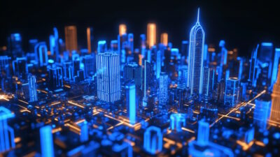 Hologram of a big city